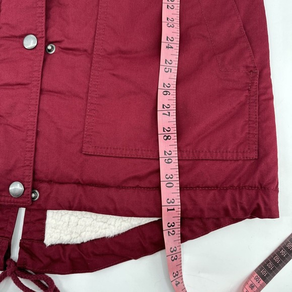 GAP Red Womens Size S Coat with Hood Inside Sherpa Line - Picture 5 of 12